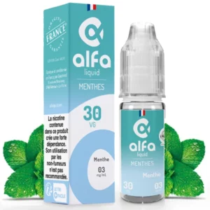 Eliquide Alfaliquid Menthe : goût rafraîchissant de bonbon mentholé | 😍 PROMOS et PRIX DÉGRESSIFS 😍 | Made in France 👍 | ⚡⚡⚡ LIVRAISON RAPIDE ⚡⚡⚡ eliquide-jungle.fr