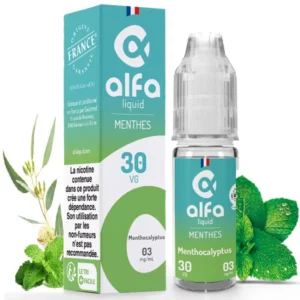 Eliquide Menthocalyptus Alfaliquid : mélange unique de menthol et d'eucalyptus | 😍 PROMOS et PRIX DÉGRESSIFS 😍 | Made in France 👍 | ⚡⚡⚡ LIVRAISON RAPIDE ⚡⚡⚡ eliquide-jungle.fr