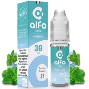 Eliquide Alfaliquid Menthe Fraiche : menthe intense et rafraîchissante | 😍 PROMOS et PRIX DÉGRESSIFS 😍 | Made in France 👍 | ⚡⚡⚡ LIVRAISON RAPIDE ⚡⚡⚡