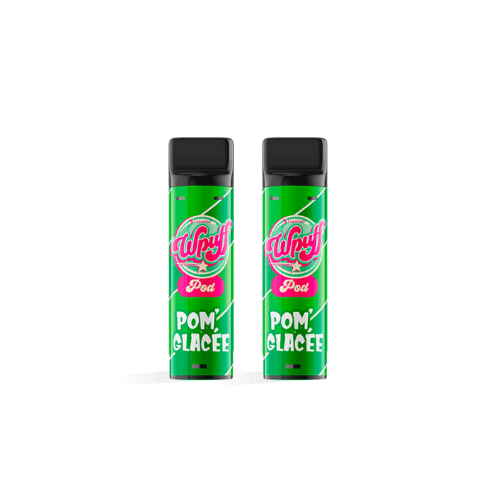 Recharge Wpuff 1800 Pomme Glacée Liquideo : pack de 2 pods pré-remplis de 2 ml