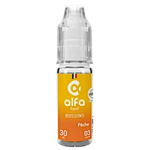 Alfaliquid Peche E liquide : des arômes sucré et poivré d'anis | 😍 PROMOS et PRIX DÉGRESSIFS 😍 | Made in France 👍 | ⚡⚡⚡ LIVRAISON RAPIDE ⚡⚡⚡ eliquide-jungle.fr