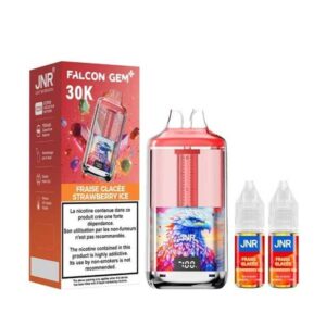 Falcon Strawberry Ice JNR Gem 30K Puffs | 😍 PRIX MALIN + POINTS + PRIX DÉGRESSIFS 😍 | ⚡ LIVRAISON RAPIDE ⚡ | La 30 000 Puff JNR Falcon GEM+ Fraise & fraicheur - eliquide-jungle.fr