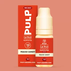 PULP Fraise Candy : Le Pod Liquide : Au gout de bonbon à la fraise | 😍 PROMOS + POINTS + PRIX DÉGRESSIFS 😍 Made in France ⚡⚡ LIVRAISON RAPIDE ⚡⚡eliquide-jungle.fr
